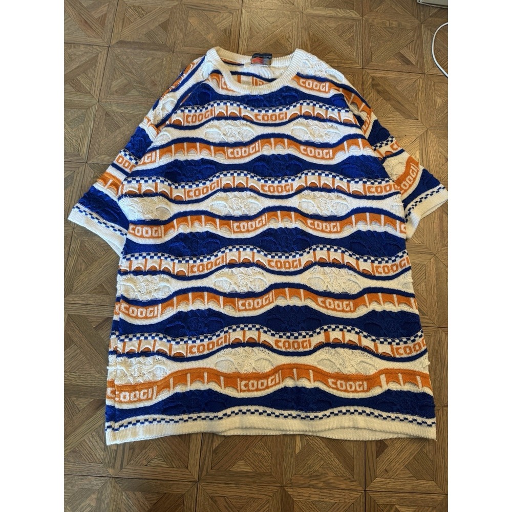 Vintage Coogi blue and orange 3D knit sweater tee Size 3Xl but fits like XXL - Picture 2 of 4